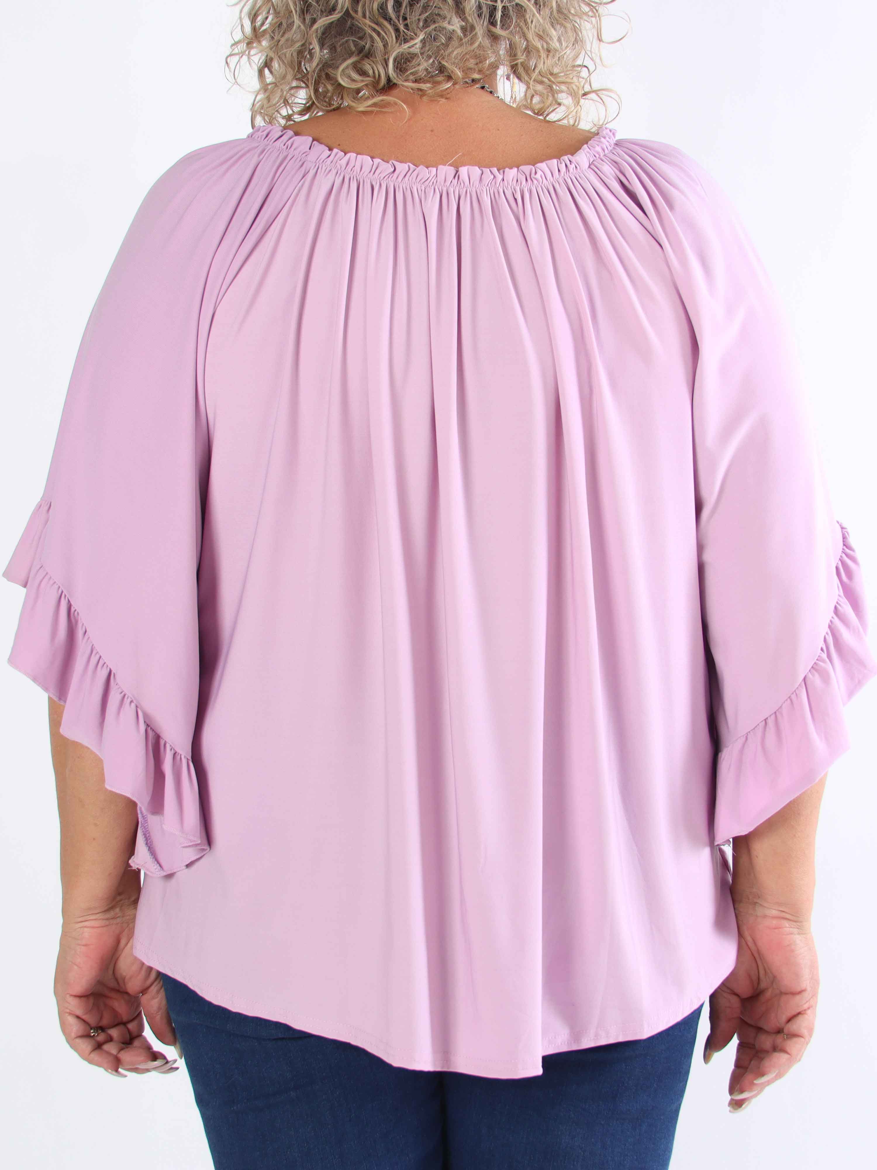 Anneli - Söt elastisk plus size tunika med volangärmar